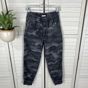 Aritzia TNA‎ Alix Jogger Pants Eclipse Gray Camo Twill Drawstring Womens Size XS